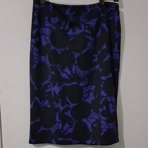 Kasper Elegant Black and Blue Pencil Skirt